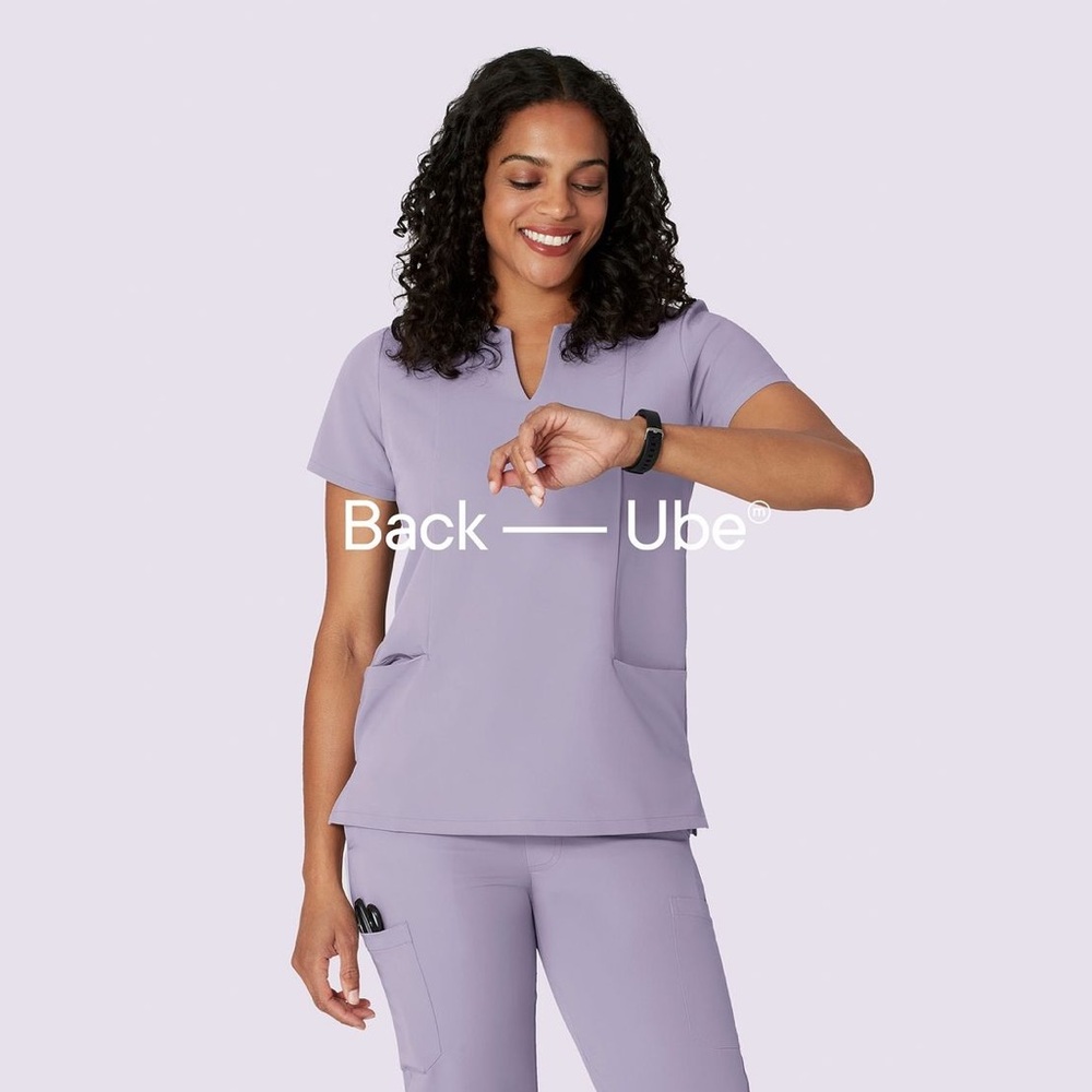 Mandala 5 pocket notch scrub top in ube